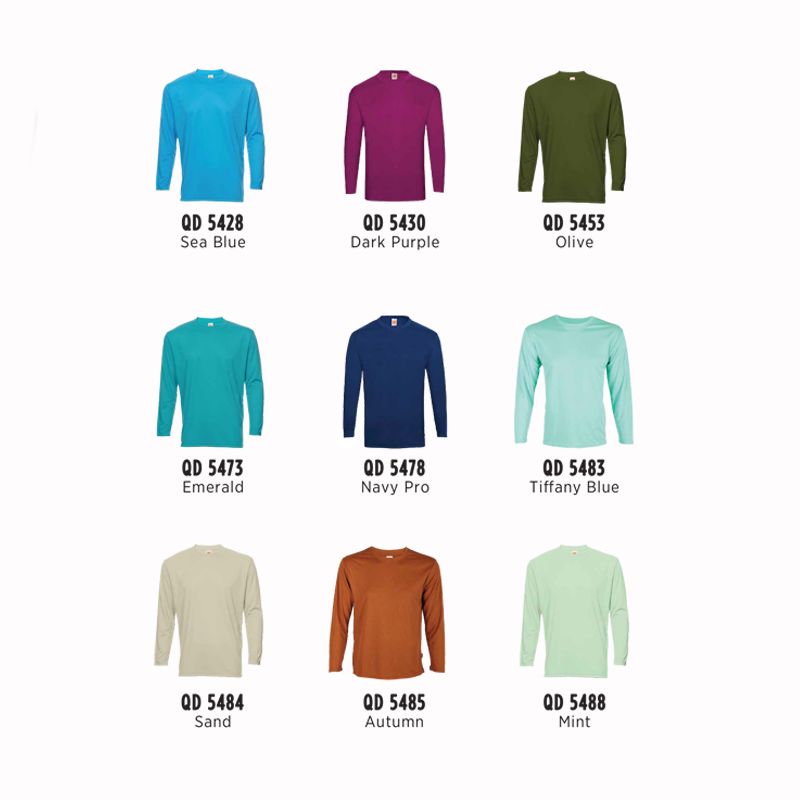 QD54 Plain Colour Quick Dry Round Neck Long Sleeve T Shirt